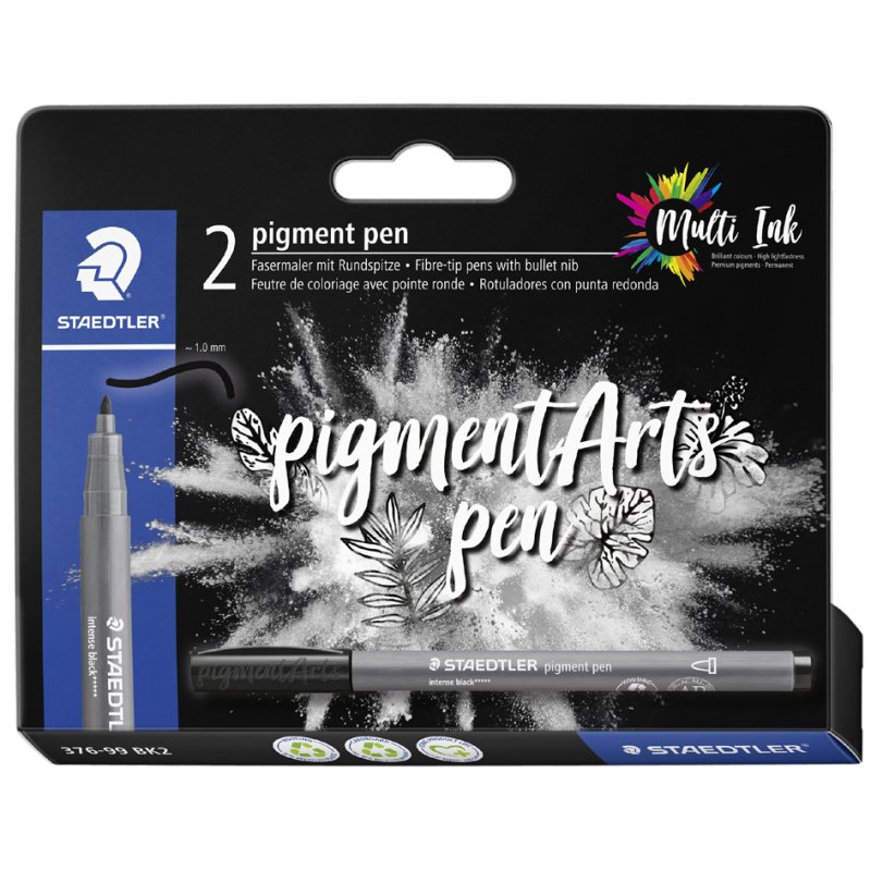 STAEDTLER Pigment fineliner, noir, pointe ronde 1 mm, 2 pièces