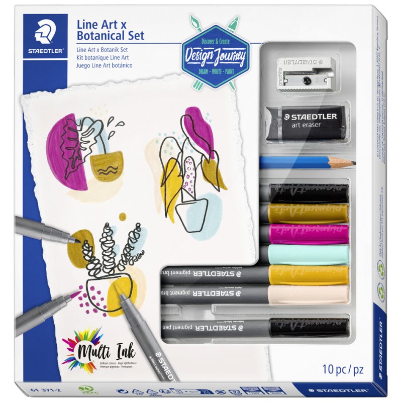 STAEDTLER ensemble de dessin Line Art & Botanical, 10 pièces