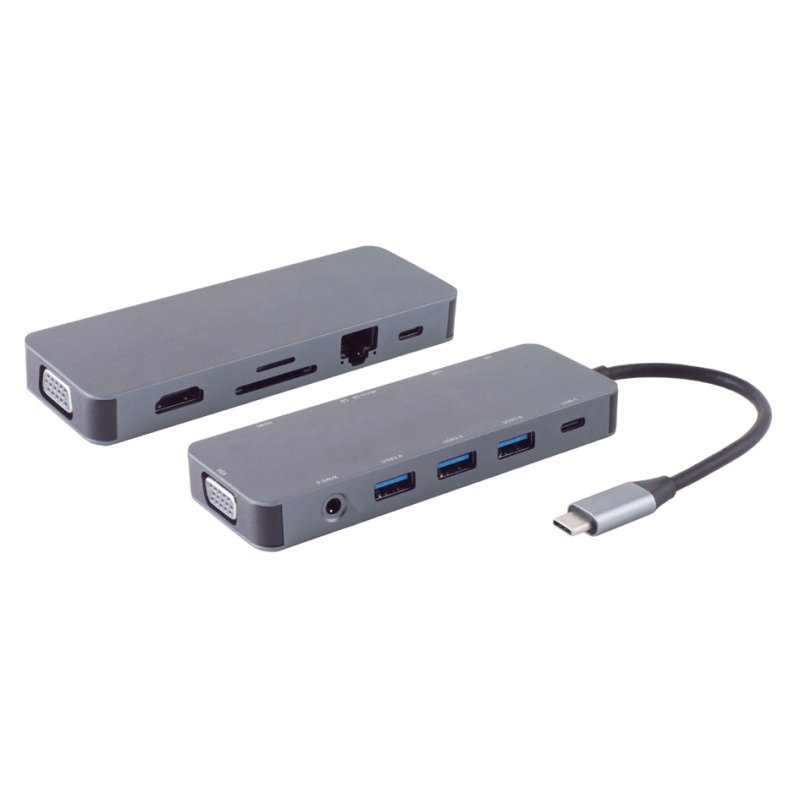 shiverpeaks Station d'accueil USB-C 11-en-1, boîtier aluminium, câble 0,16 m