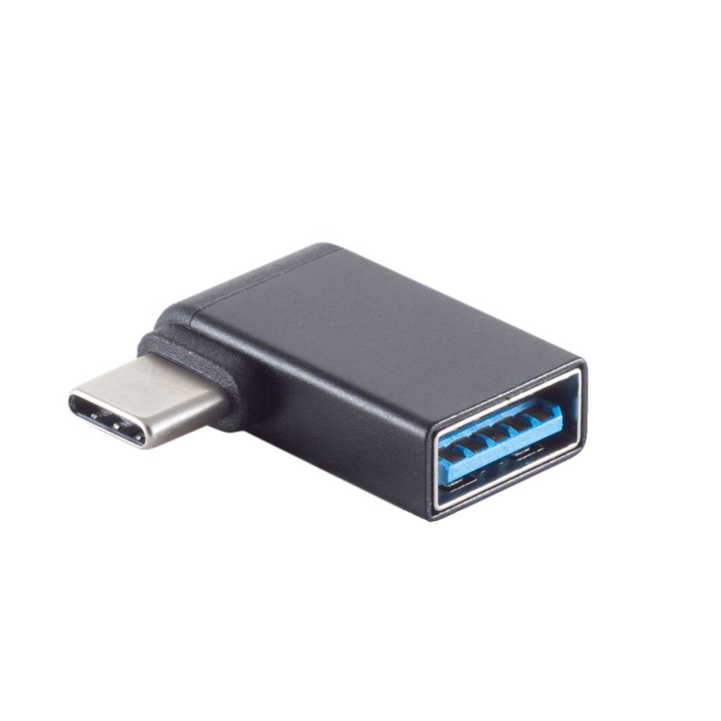 shiverpeaks USB-C to USB-A adapter, black, 90-degree angled, 5 Gbit/s