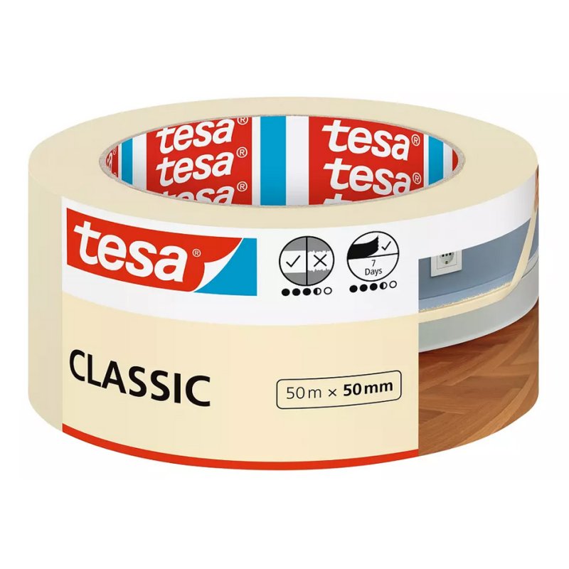 tesa ruban de masquage Classic, 50 mm × 50 m, papier