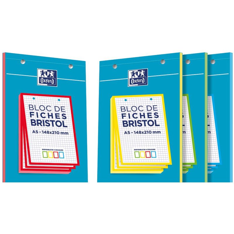 Oxford cartes système A5, quadrillé blanc, 210 g/m², 30 pièces