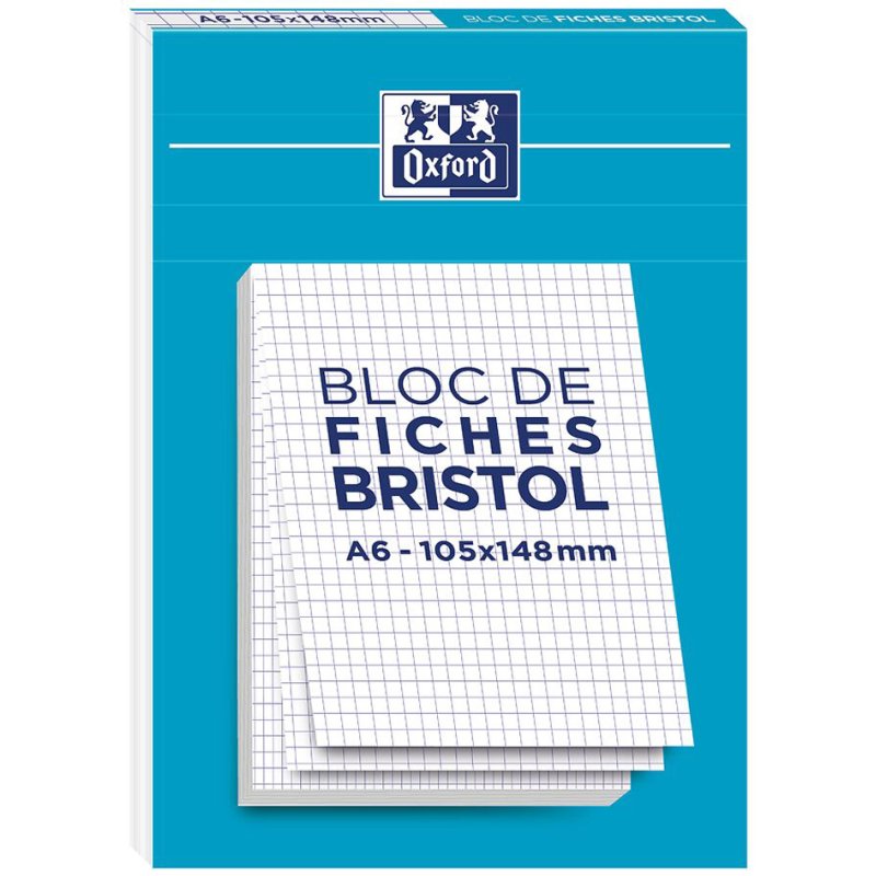 Oxford index cards A6, squared white, 210 g/m², 30 pieces