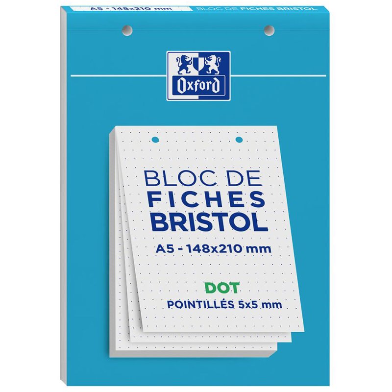 Oxford cartes système A5, pointillé blanc, 210 g/m², 30 pièces