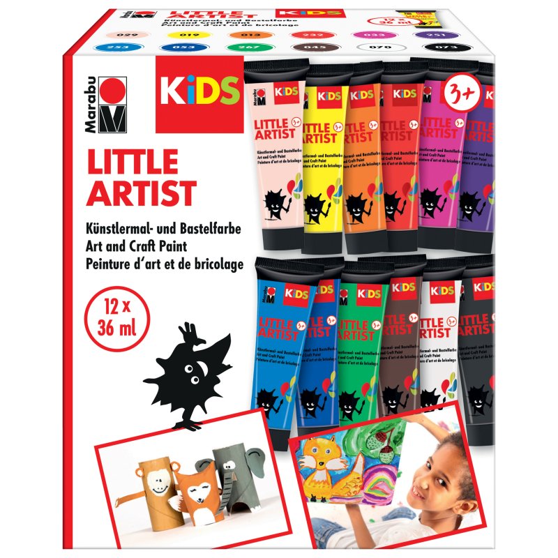 Marabu KiDS verf Little Artist, 36 ml, set van 12, uitwasbaar