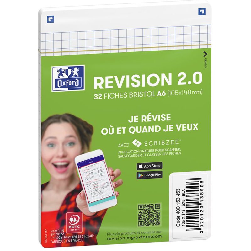 Oxford revision flashcards 2.0, white, A5, squared, 32 pieces