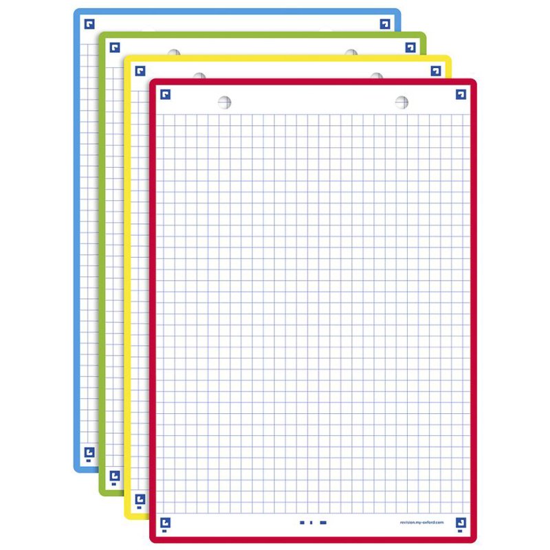 Oxford Révision 2.0 fiches cartonnées A5, couleur, quadrillées, 32 pièces