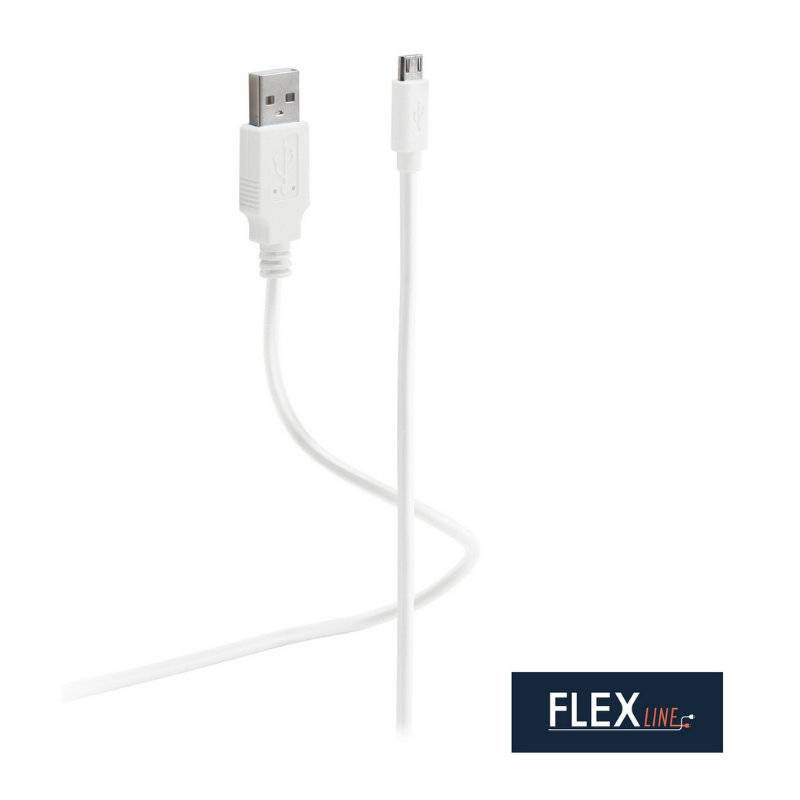 FLEXLINE câble de données et de charge USB-A vers USB-B, blanc, 1,8 mètre