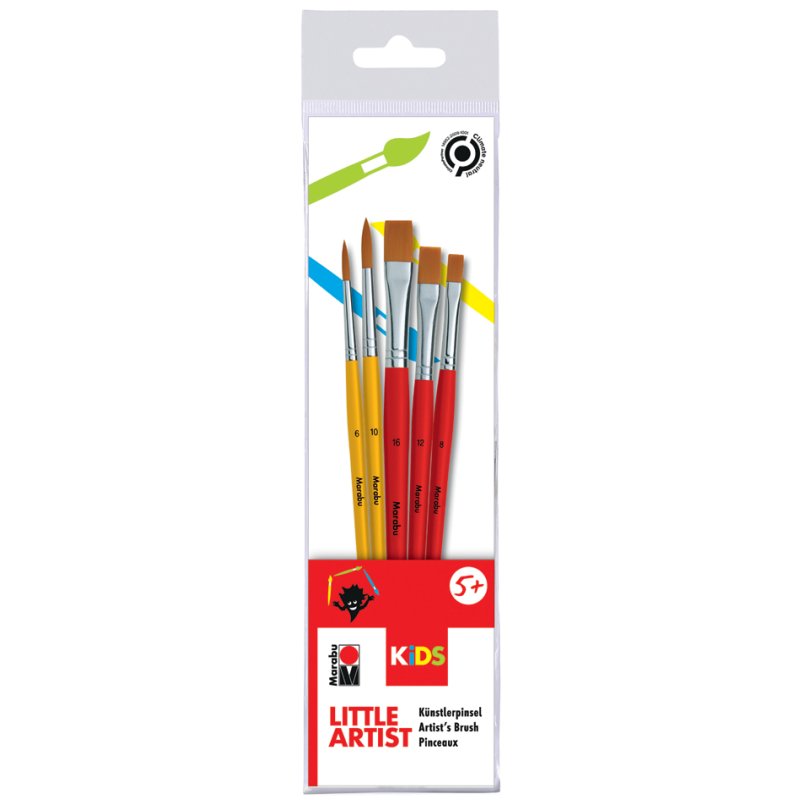 Marabu KiDS kunstpenselen Little Artist, set van 5, synthetisch haar