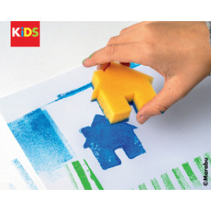 Marabu KiDS stempelset Little Artist, 6 sponsstempels, vormen en bloemen