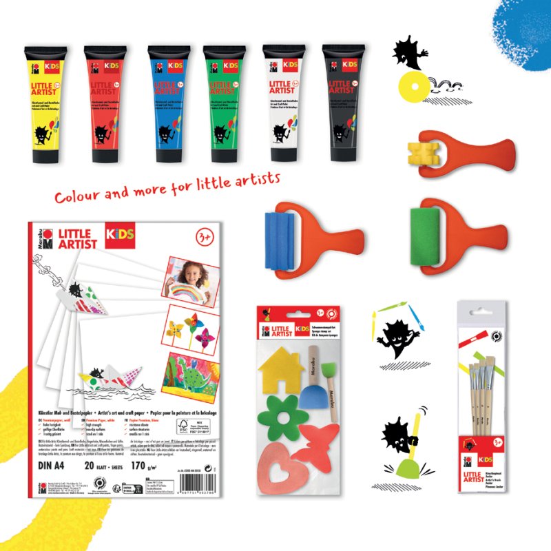 Marabu Kids beginnerspakket Little Artist, 6 kleuren, A4 tekenblok