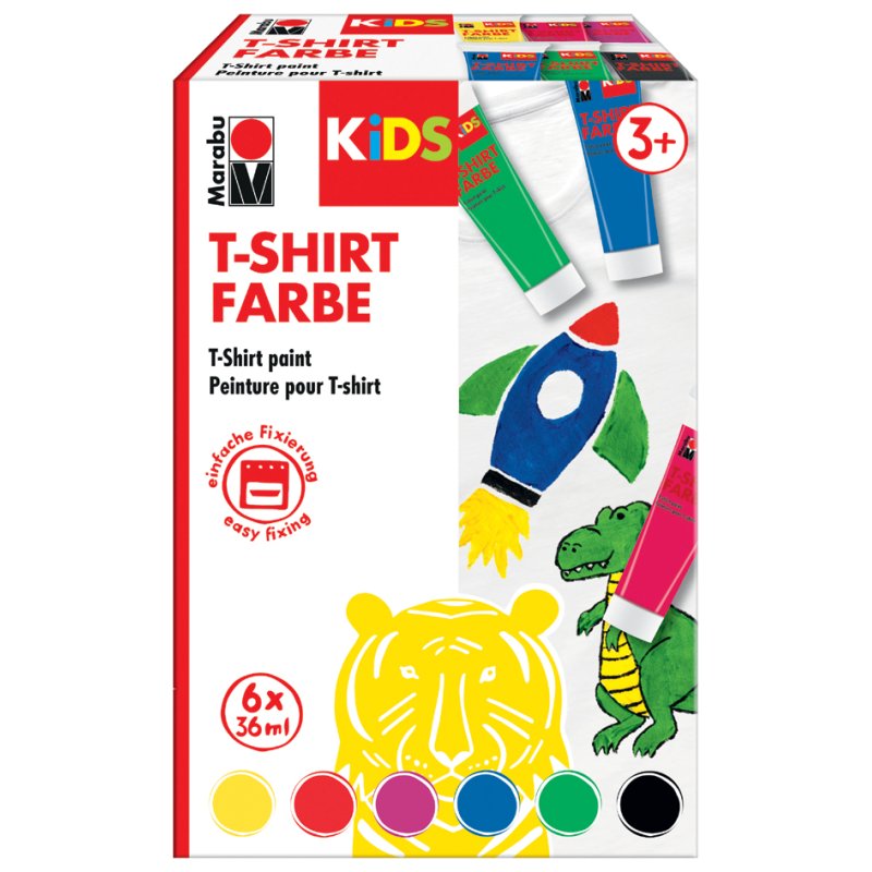 Marabu KiDS textielverf, 36 ml, tubes, set van 6