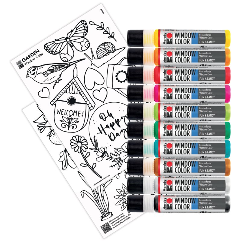 Marabu raamverfset Tuin, 10 kleuren, 10 × 25 ml