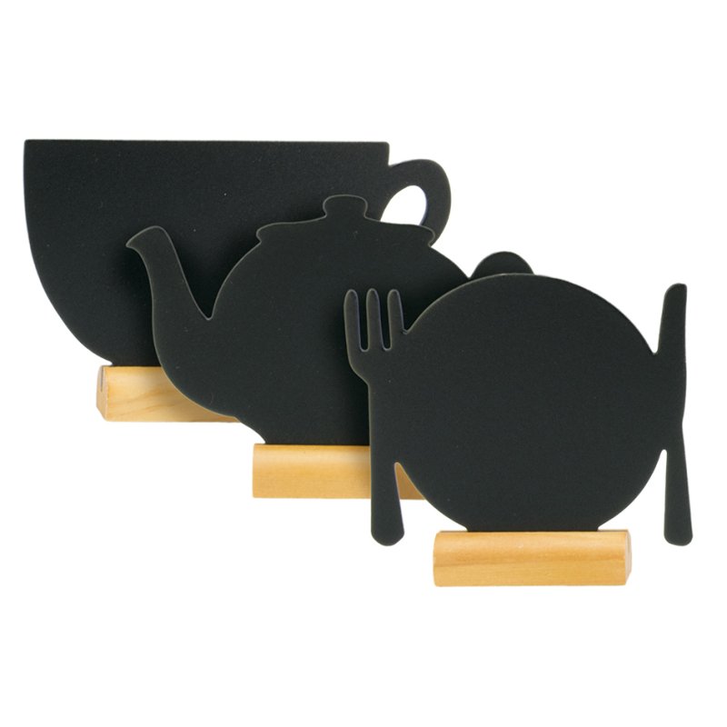 Securit chevalet de table SILHOUETTE MINI MIX-3, surface ardoise, 145×20×100 mm, 3 pièces