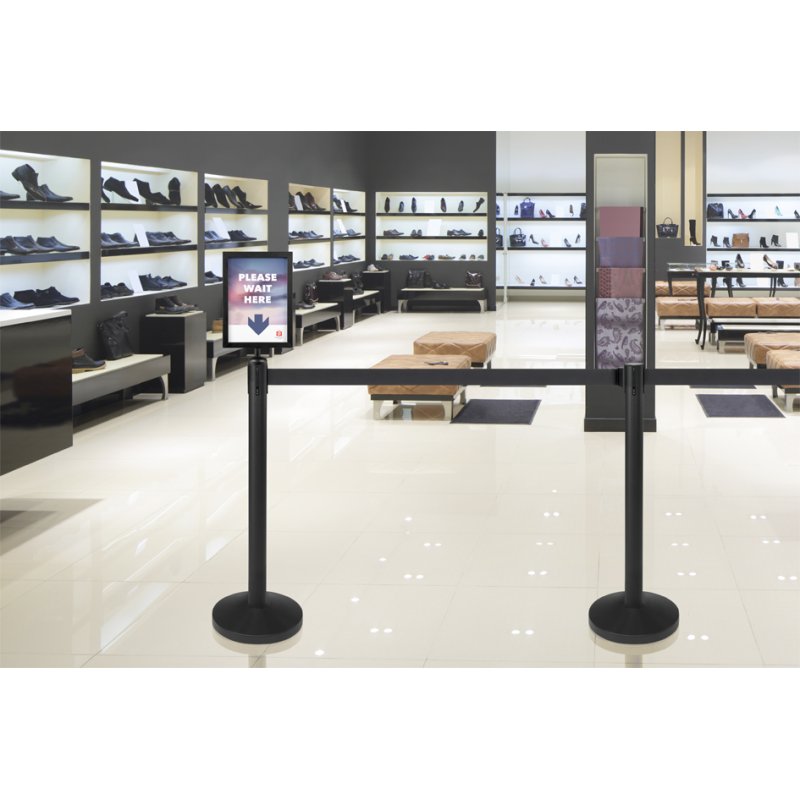 Securit afzetpalen systeem RETRACTABLE, zwart, 2 stuks, 930 mm