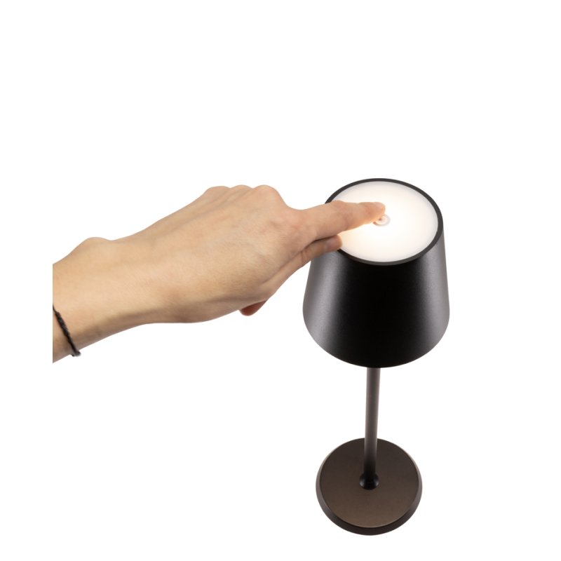 Securit Feline Lampe de Table LED, Rechargeable, Noir, 380 mm
