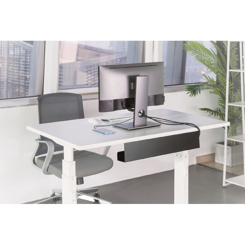 DIGITUS kabelgoot onder bureau, zwart, 600×76×114 mm, staal