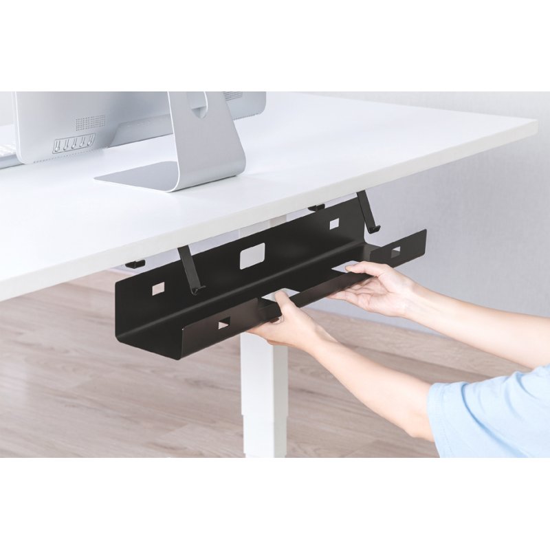 DIGITUS conduit de câbles sous bureau, noir, 600×135×108 mm, acier
