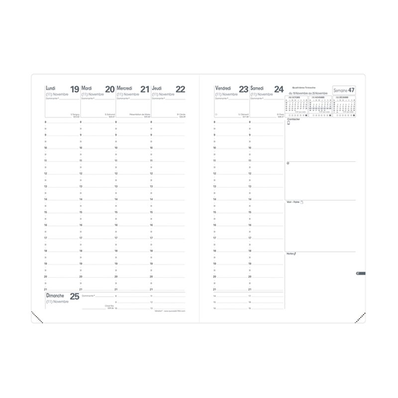 QUO VADIS agenda Ministre 2027, 160 x 240 mm, bleu ciel, 1 semaine sur 2 pages