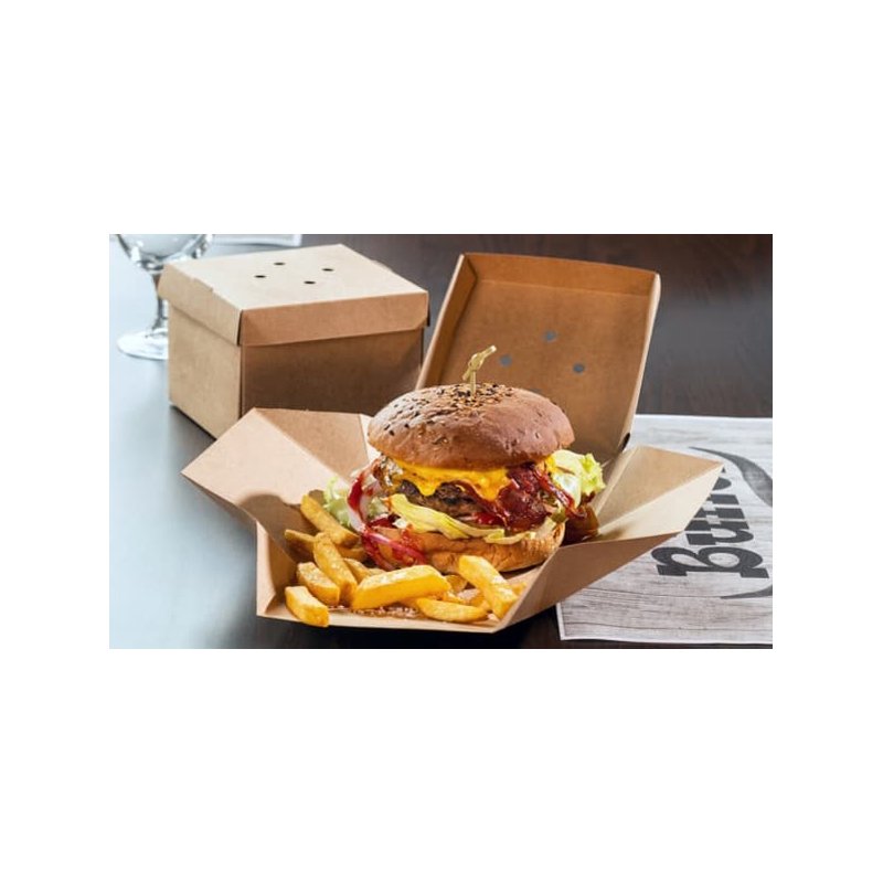 PAPSTAR boîte burger pliable, kraft, 130×130×100 mm, 20 pièces