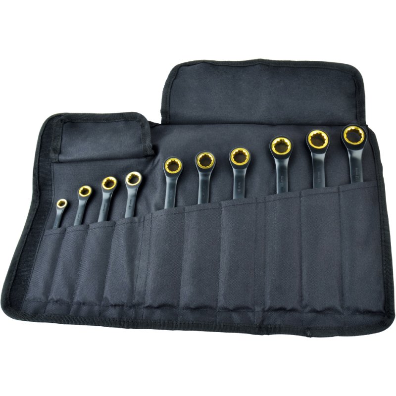 QUANTOOL jeu de clés à cliquet, acier CrV, 8-19 mm, 10 pièces