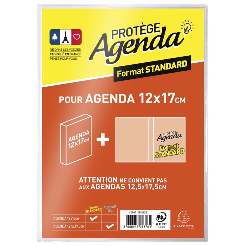 EXACOMPTA protège-agenda standard, PVC transparent, 170×120 mm