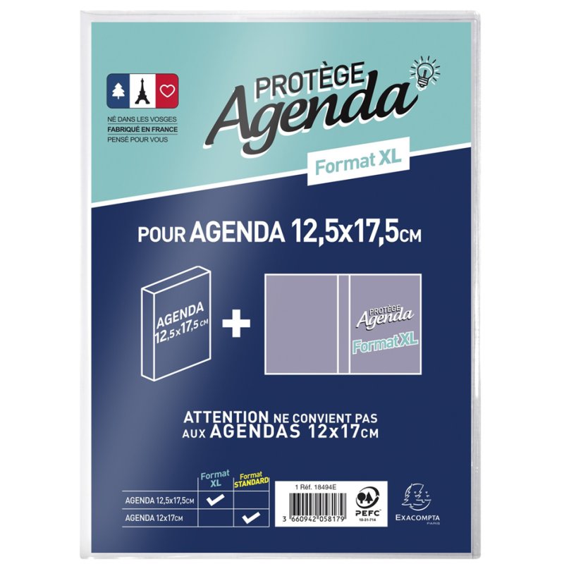 EXACOMPTA protège-agenda standard, PVC transparent, 170×120 mm
