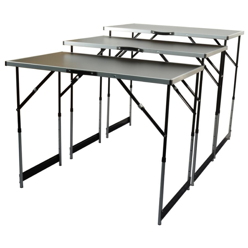 BRÜDER MANNESMANN tables multifonctionnelles, réglage de hauteur 4 niveaux, pliables, 3 pcs