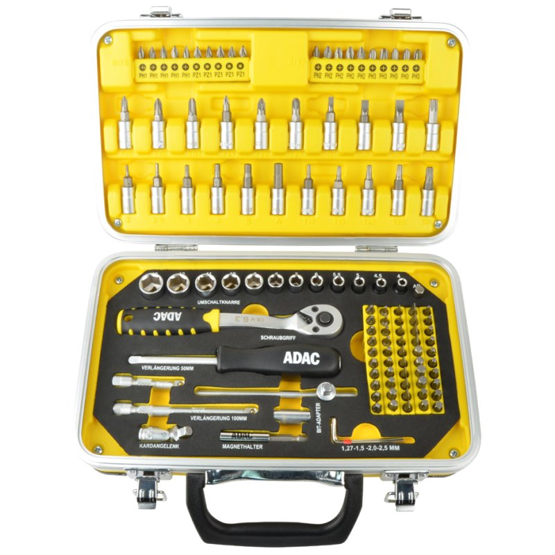 BRÜDER MANNESMANN jeu de douilles et de bits, jaune/noir, 116 pièces, en mallette
