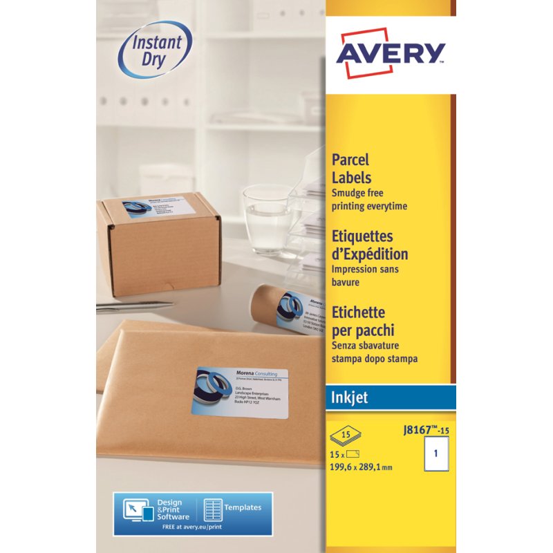 AVERY étiquettes d'expédition, 199,6 × 289,1 mm, blanc, 15 pièces