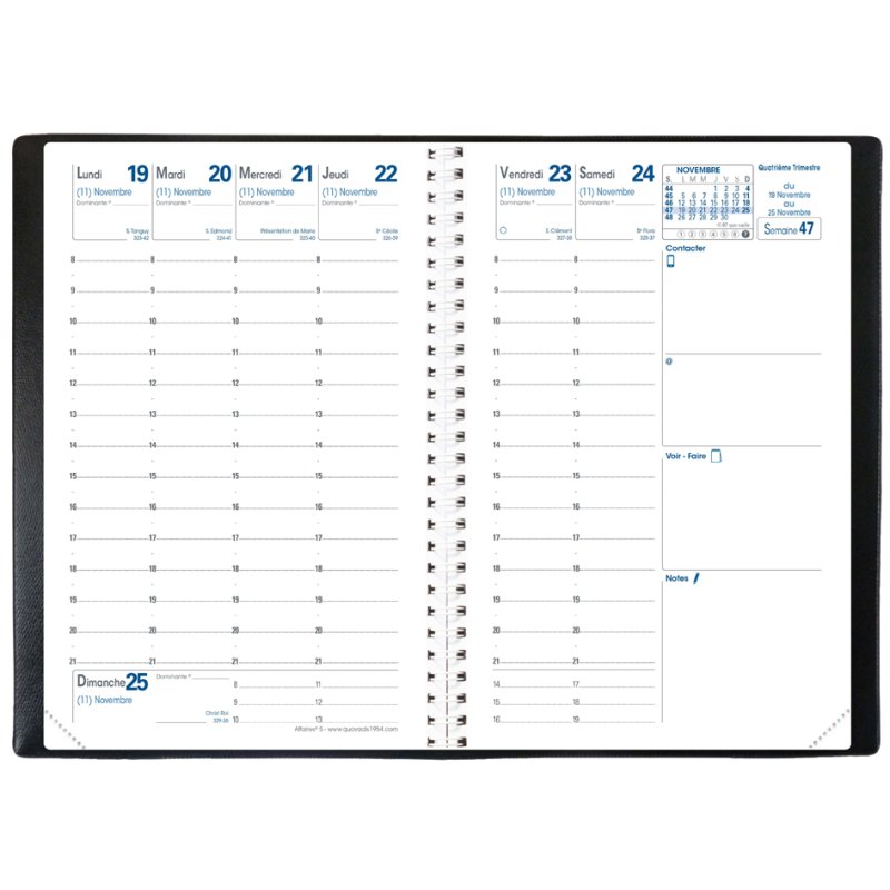 QUO VADIS Affaires S pocket diary, 100 x 150 mm, spiral-bound, black