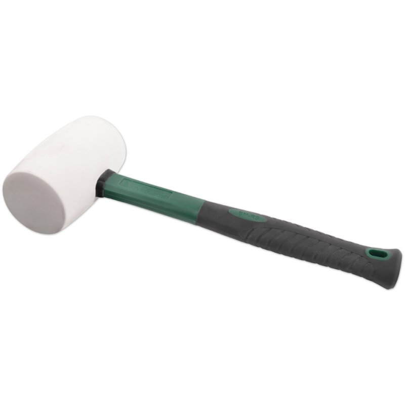 BRÜDER MANNESMANN rubber hammer, white natural rubber, fibreglass handle