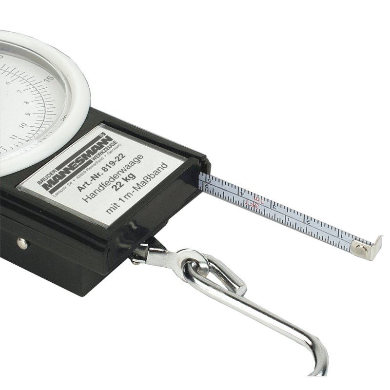 BRÜDER MANNESMANN handweegschaal met meetlint, zilver/zwart, 0-22 kg, ronde aanwijzing, inclusief 1 m meetband
