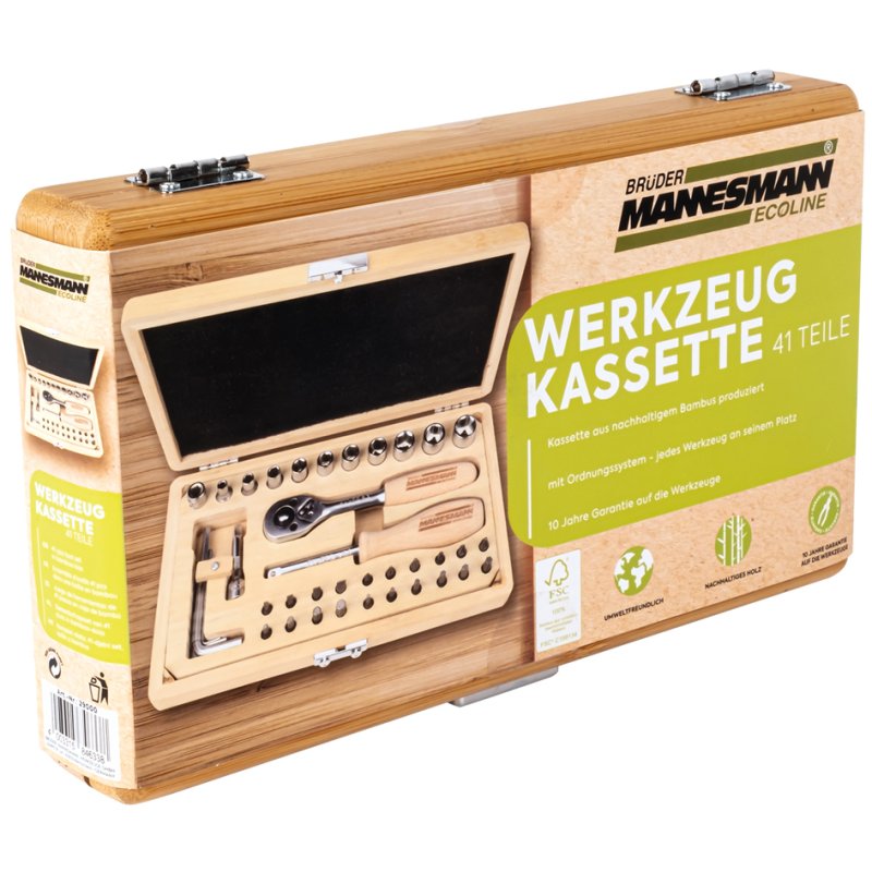 BRÜDER MANNESMANN coffret outils, 41 pièces, mallette bambou