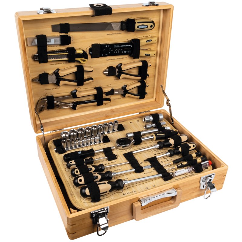BRÜDER MANNESMANN ECOLINE coffret d'outils, 108 pièces, mallette bambou