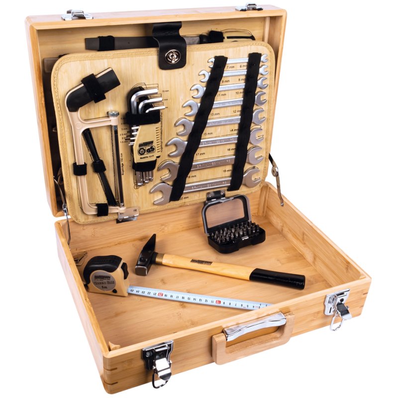 BRÜDER MANNESMANN ECOLINE coffret d'outils, 108 pièces, mallette bambou