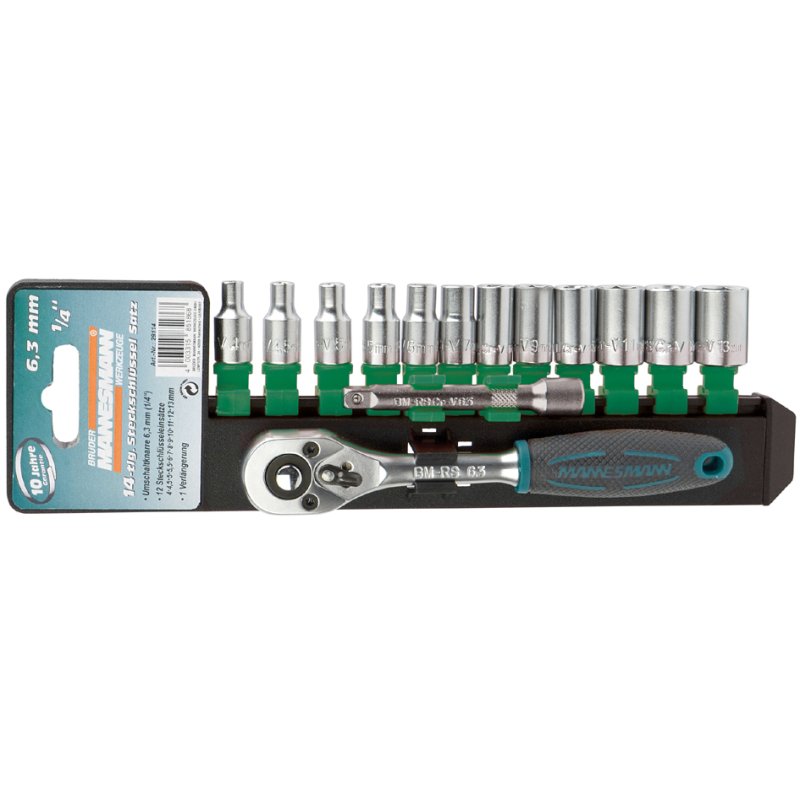 BRÜDER MANNESMANN jeu de douilles 1/4", 14 pièces, 4-13 mm