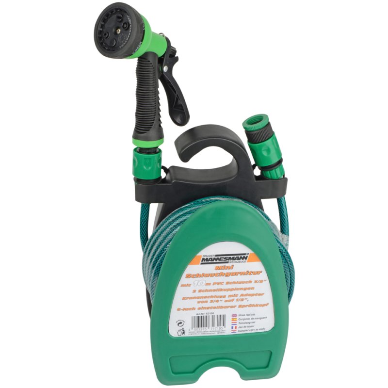BRÜDER MANNESMANN mini garden hose set, 10 metres, green, PVC