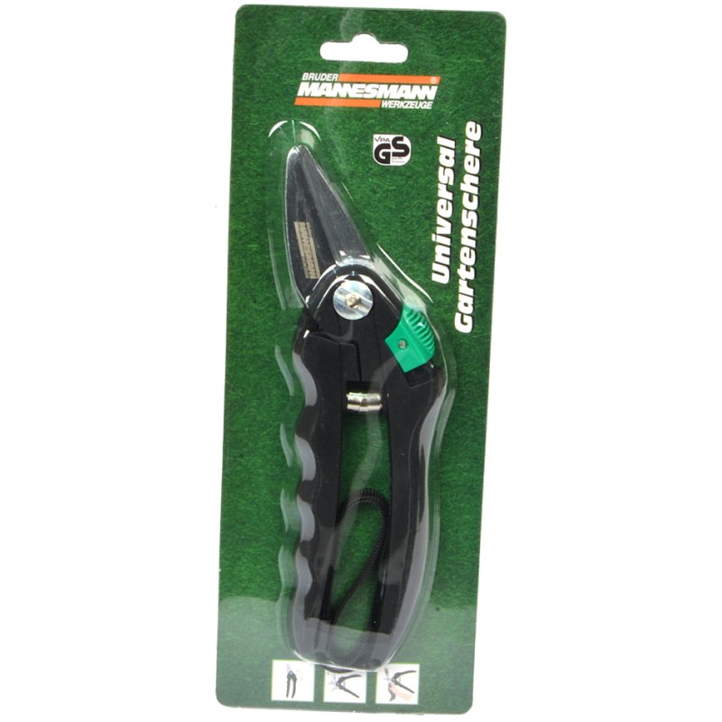BRÜDER MANNESMANN Cisailles de jardin multifonctionnelles, 205 mm, noir/vert, capacité de coupe 6 mm