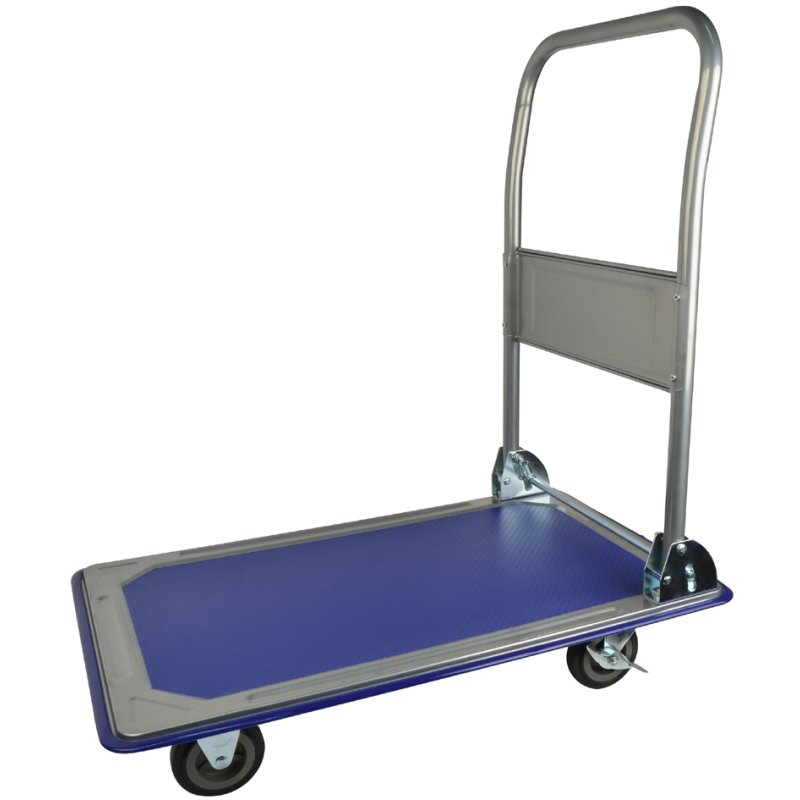 BRÜDER MANNESMANN platform trolley, blue, 72×47 cm, sheet steel construction