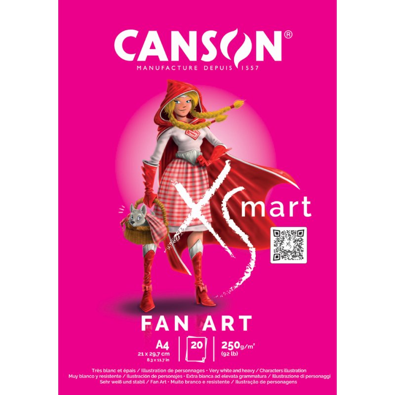 CANSON bloc à dessin XS MART FAN ART, A4, 250 g/m², 20 feuilles