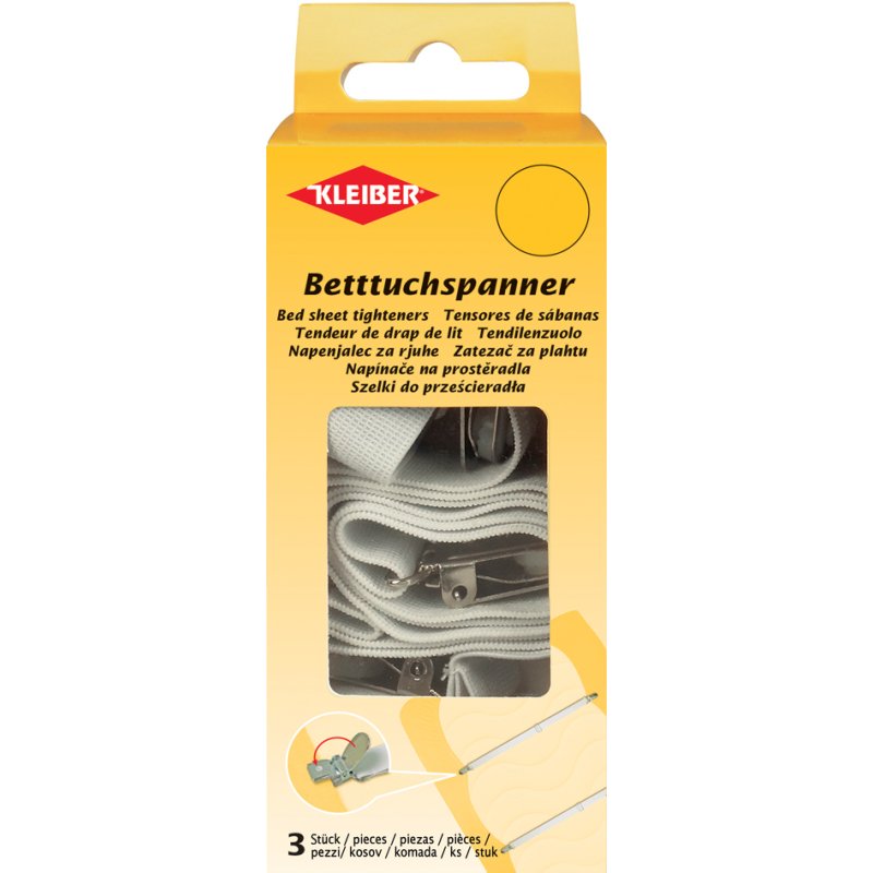 KLEIBER lakenklemmen, verstelbaar tot 140 cm, wit, 3 stuks