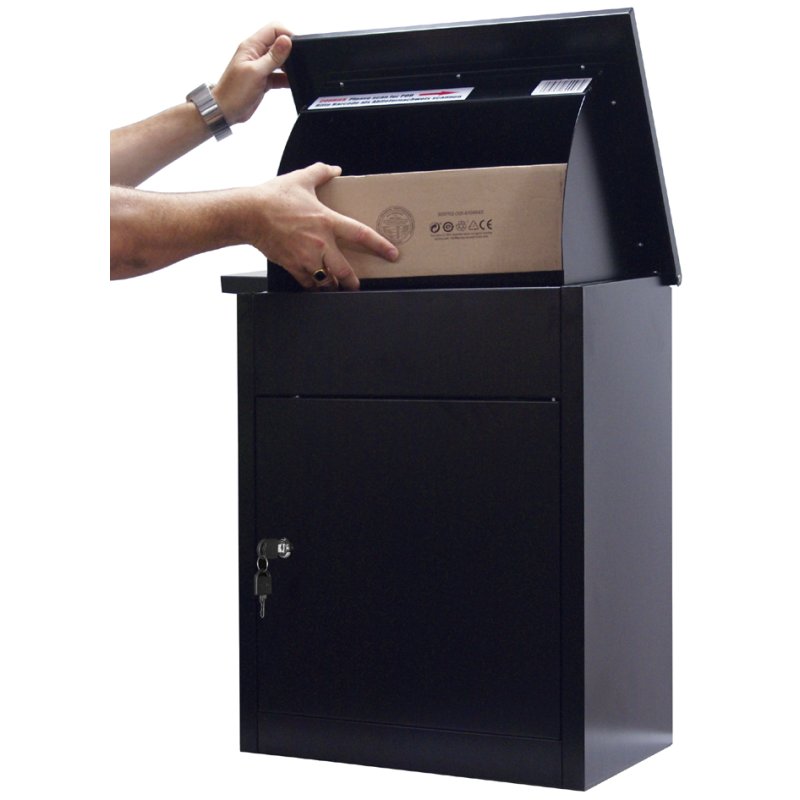 Phoenix parcel letterbox, cylinder lock, black, 61 L