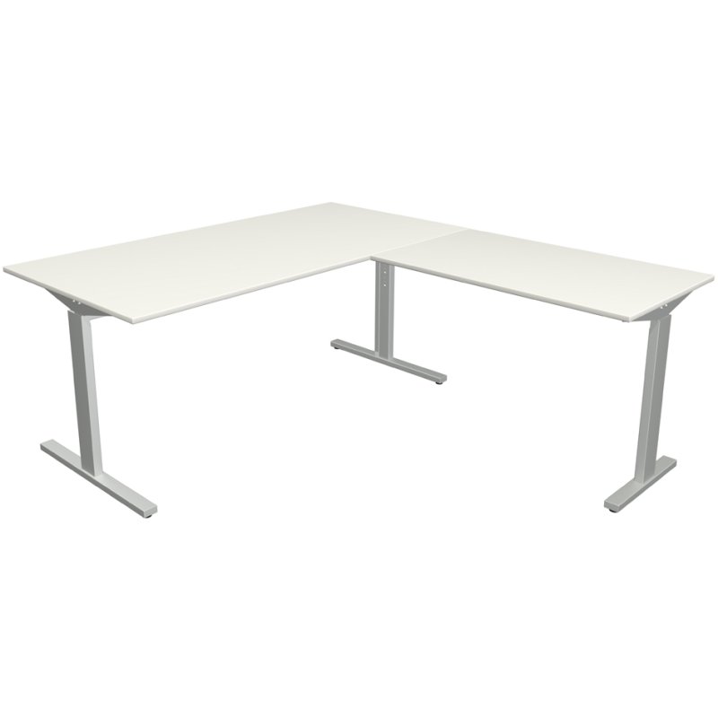kerkmann bureau Form 2 avec surélévation, hauteur réglable, 180×80 cm, gris clair