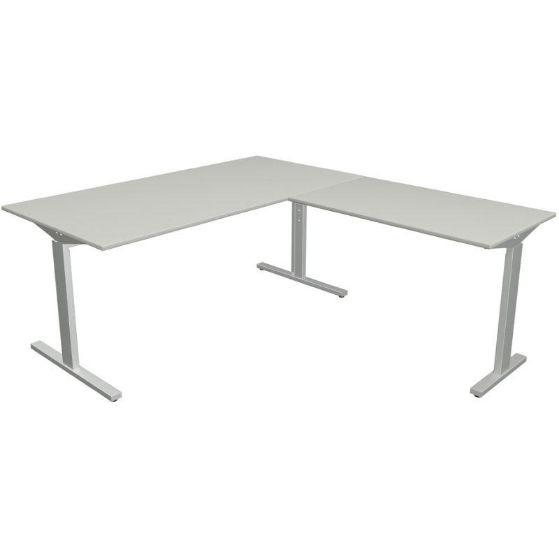 kerkmann bureau Form 2 avec surélévation, hauteur réglable, 180×80 cm, gris clair
