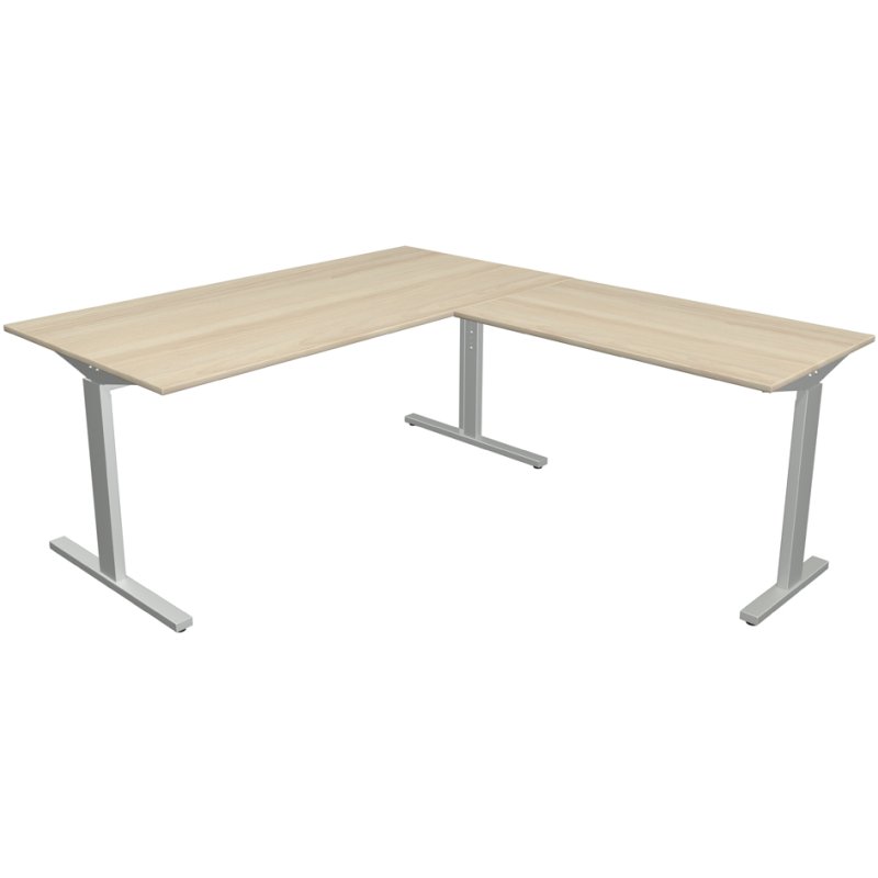kerkmann bureau Form 2 avec surélévation, hauteur réglable, 180×80 cm, gris clair