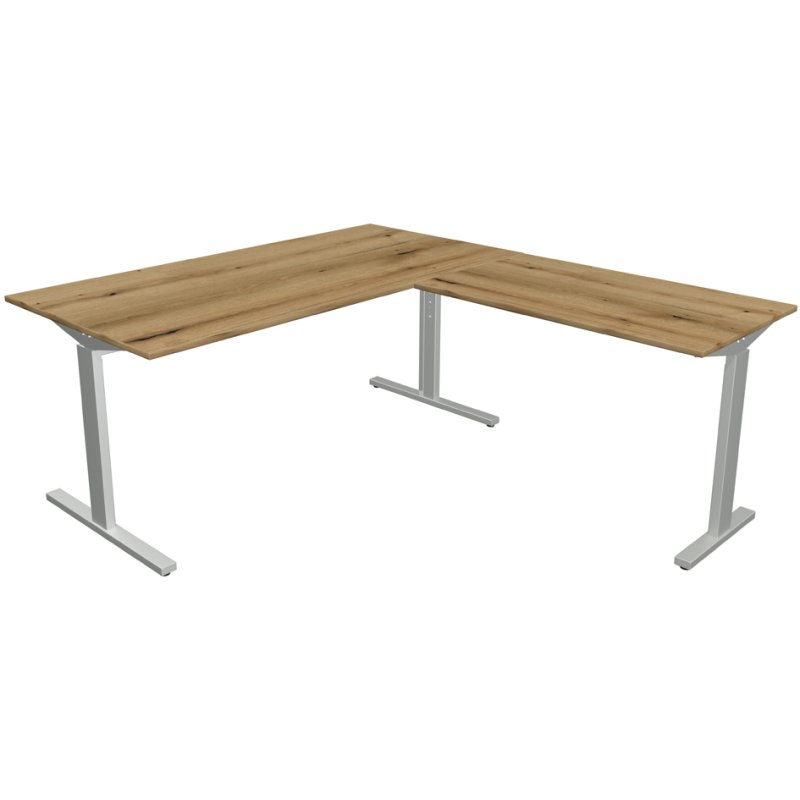 kerkmann bureau Form 2 avec surélévation, hauteur réglable, 180×80 cm, gris clair