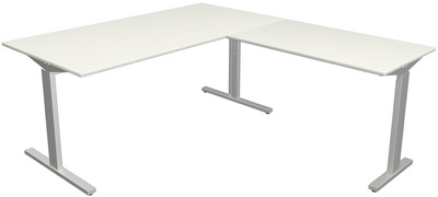 kerkmann bureau Form 2 met aanbouw, 180×80 cm, wit, hoogte verstelbaar