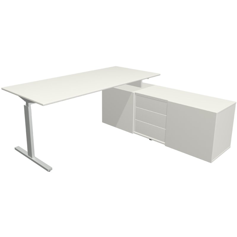 kerkmann poste de travail complet Form 2, gris clair, bureau 180×80 cm, buffet