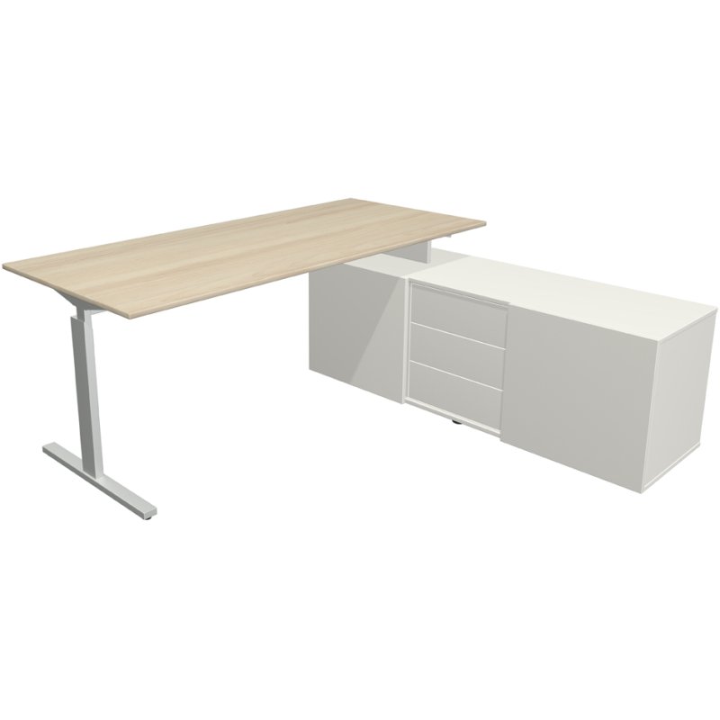 kerkmann poste de travail complet Form 2, gris clair, bureau 180×80 cm, buffet